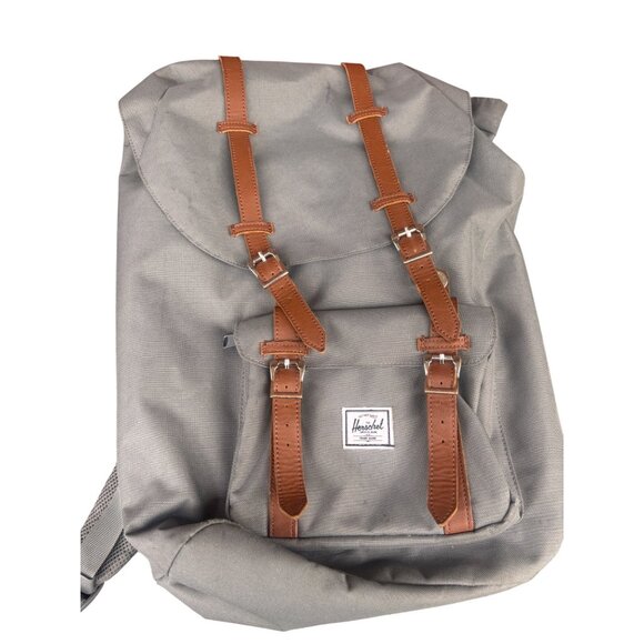 Herschel Supply Co Little America Backpack Grey Brown Leather 25L 15" Laptop - Picture 3 of 8